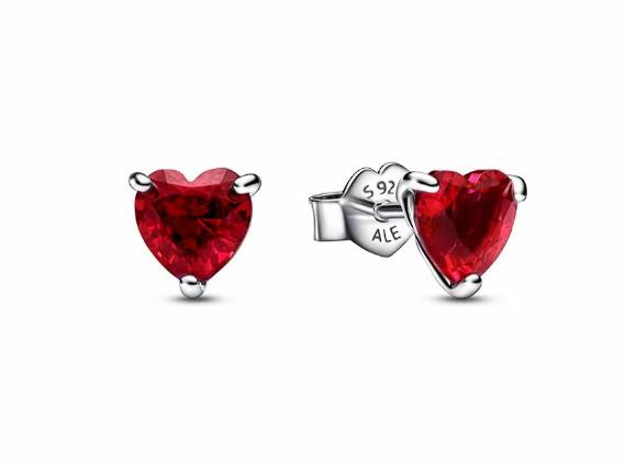  PANDORA  Aretes de aro de corazón Timeless de plata con acabado plateado cristal
