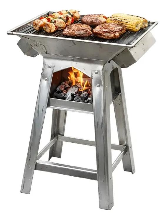 Anafre Lamina Para Carbón, Resistente Para Asar Al Exterior Plateado