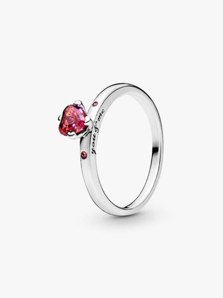 Anillo Pandora Corazón rojo reluciente