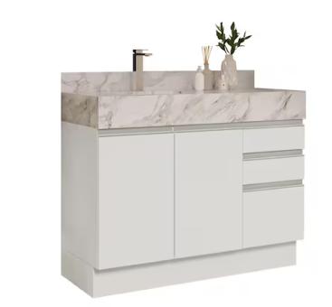 Armario para Baño Madesa de 120 cm con 2 Puertas y 3 Cajones Blanco