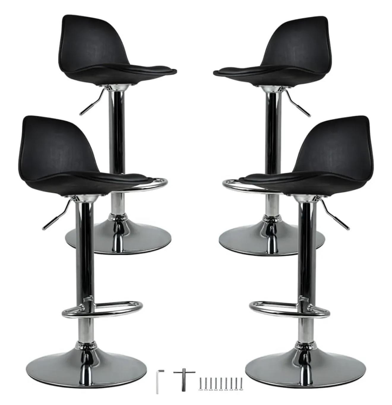 Bancos De Bar Giratorias Con Respaldo Reposapies Set De 4