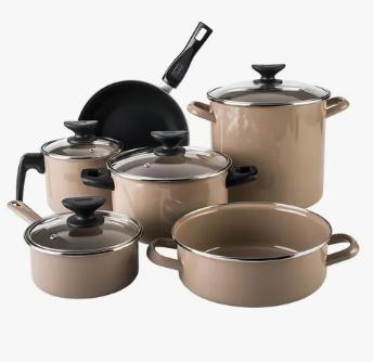 Batería De Cocina De 10 Piezas Albania Cinsa Color Beige