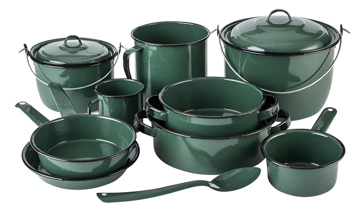 Batería De Cocina Cinsa Clásica De Peltre 12 Piezas Verde Oscuro