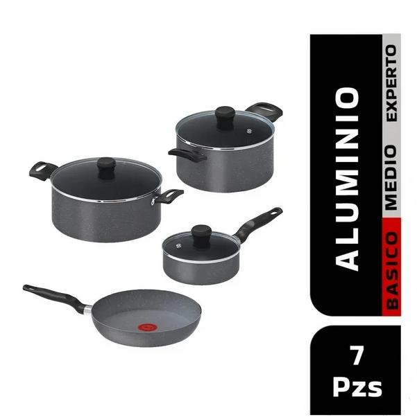 Batería de Cocina T-fal Elemental Stone 7 piezas Gris