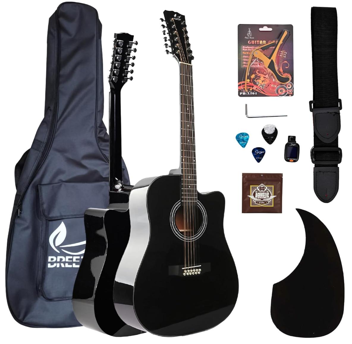 BREEZEE Guitarra Acústica Docerola de 42 Pulgadas, Guitarra de 12 Cuerdas, Kit de Accesorios