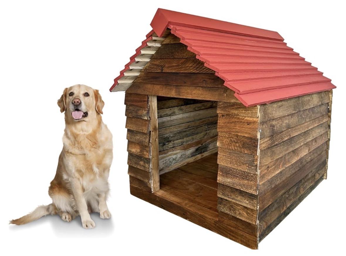 Casa para Perro Grande para Exterior, Termica, de Madera Aislante y Resistente con Ventilacion Estil