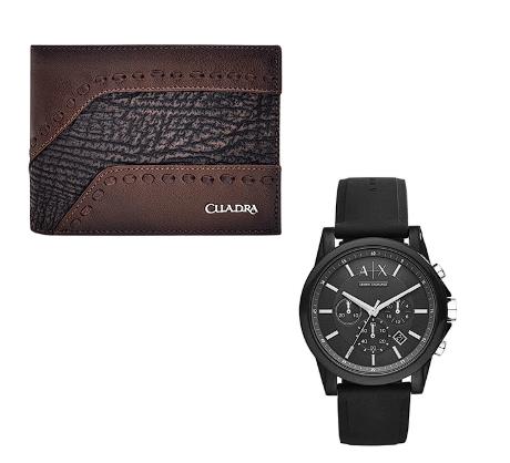 Combo Reloj Smart ARMANI EXCHANGE + Billetera De Piel De Tiburón