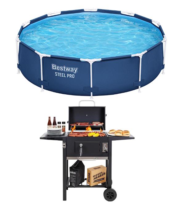 Combo Alberca Circular Bestway 4678 Litros + SIGN Asador De Carbon Con Llantas