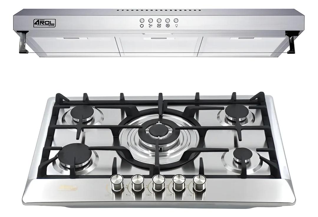 Combo Parrilla y Campana Extractora Slim 80 cm Acero Inoxidable AROL
