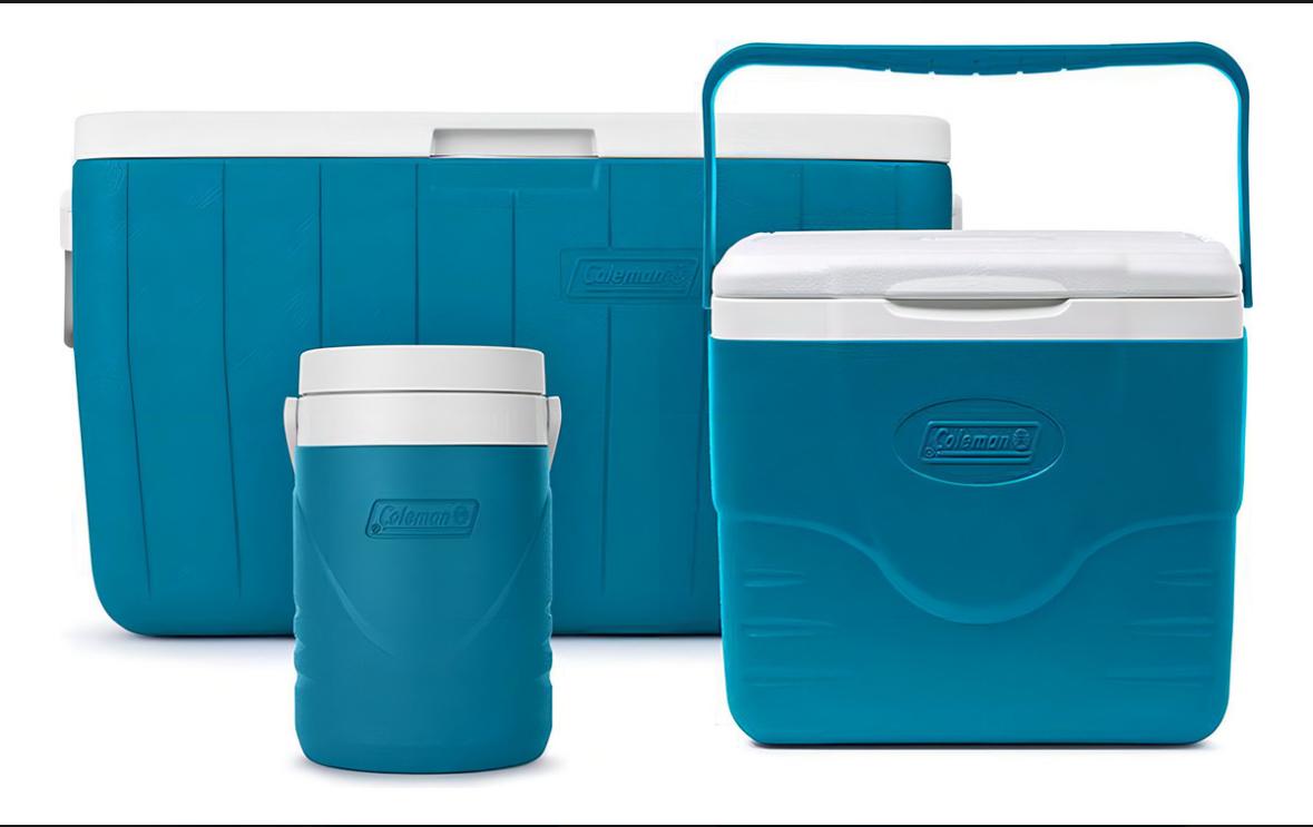 Imagen de Combo Cooler Coleman 2199113 Hieleras 48qt, 9qt Y 1gal, Azul/blanco Color Azul Acero