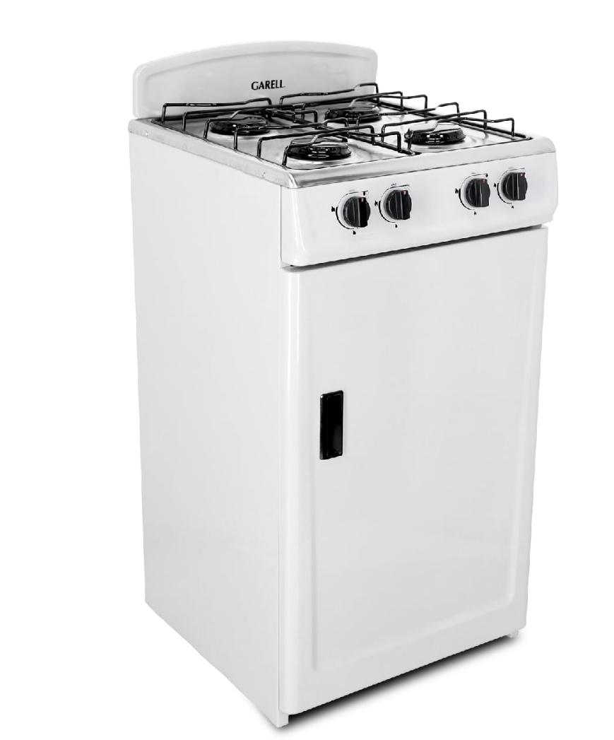 Estufa Parrilla de Gas de Gabinete 4 quemadores 20 pulgadas Blanca de Acero Inoxidable GARELL Garell