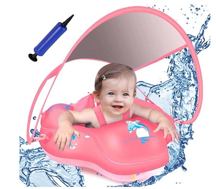 Flotador Inflable para Niños con Asiento de Seguridad y Toldo Solar Desmontable