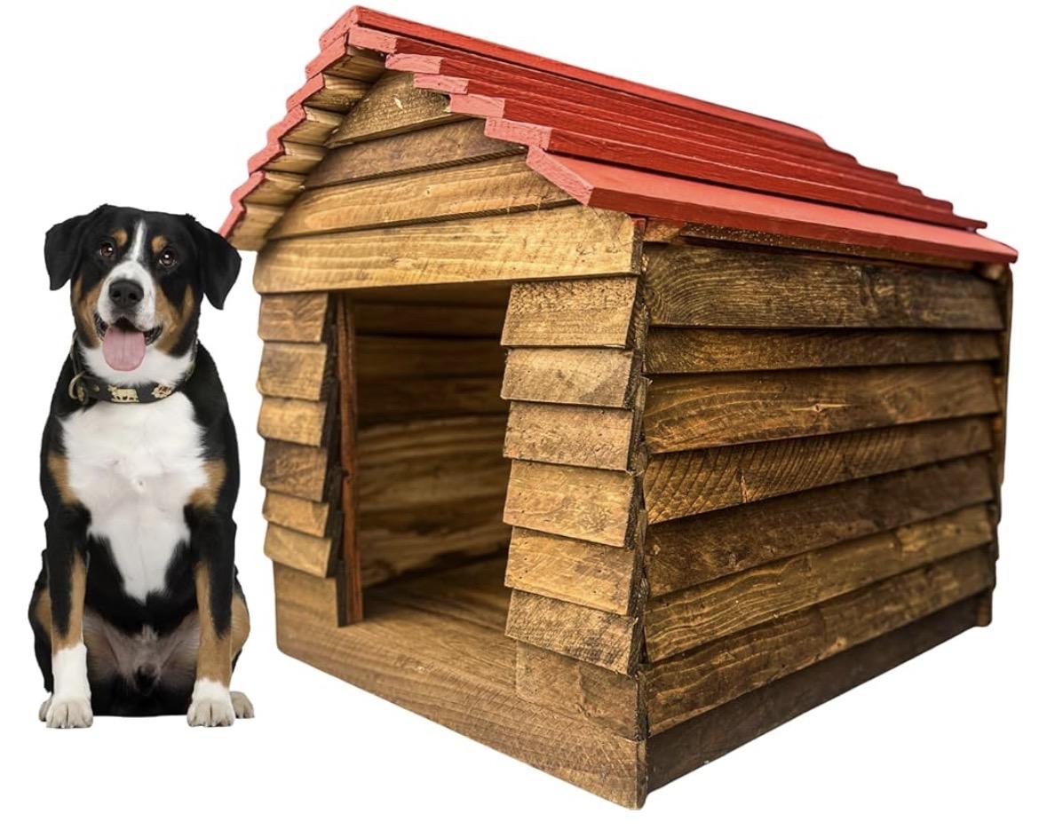 Genérico Casa para Perros Medianos y Chicos Resistente para Exterior Termica de Madera Aislante con 