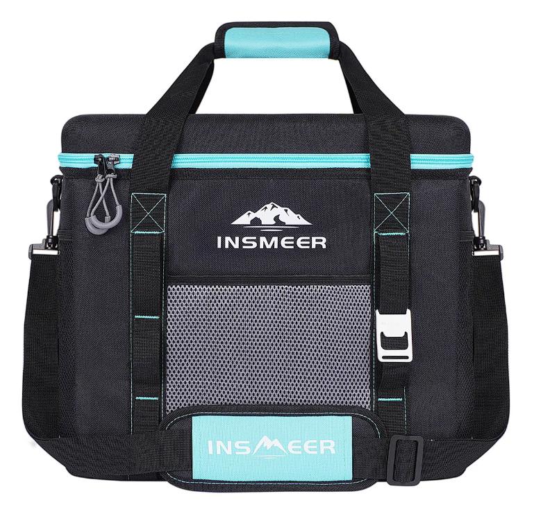 Hielera Portátil Insmeer 40L Negra Tapa Dura Plegable Capacidad 60 Latas