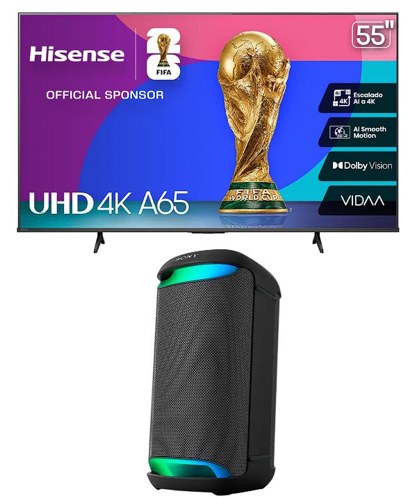 Hisense Television (Modelo 2025) Pantalla 55 Pulgadas, Smart Vidaa TV UHD 4K + Bocina Inalámbrica So
