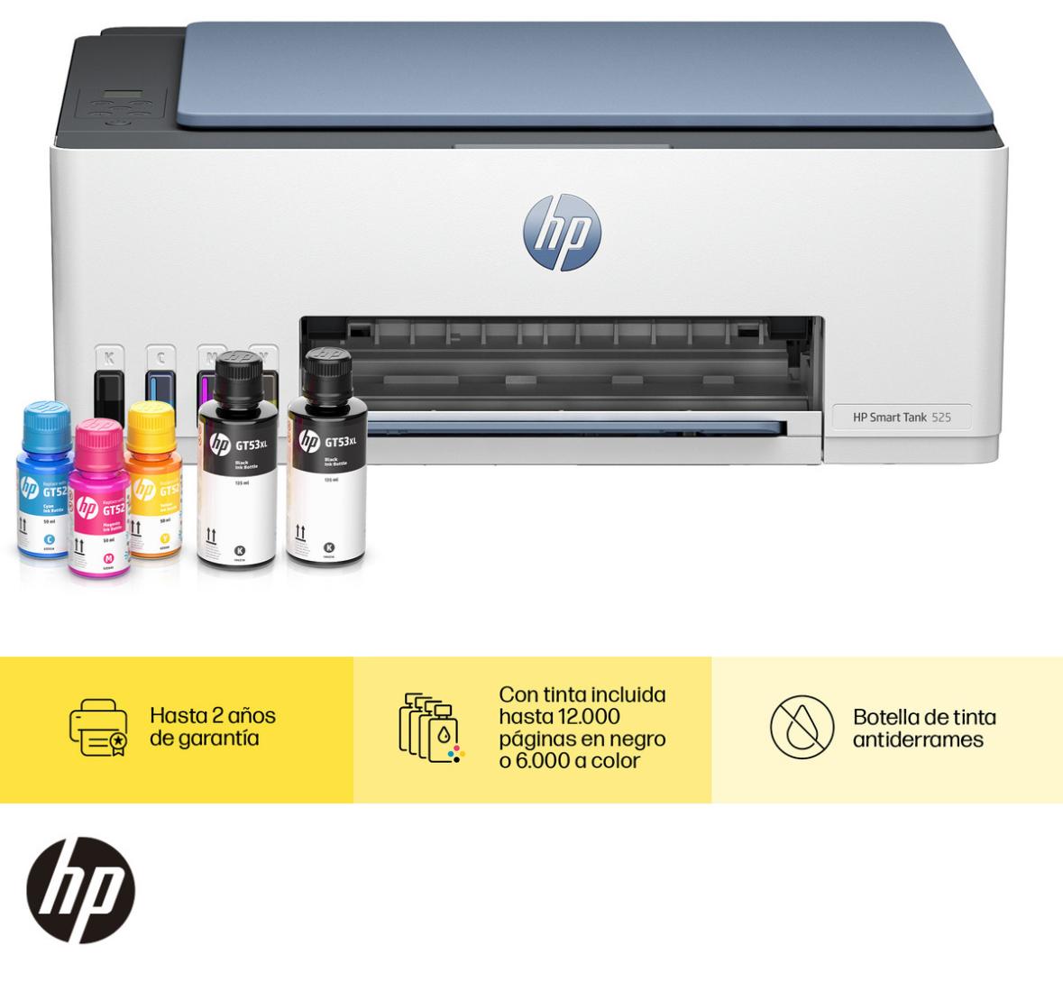 Imagen de Impresora Multifuncional HP Smart Tank 525, Tinta Continua, Color, Copia, Escaner (1F3W3A)