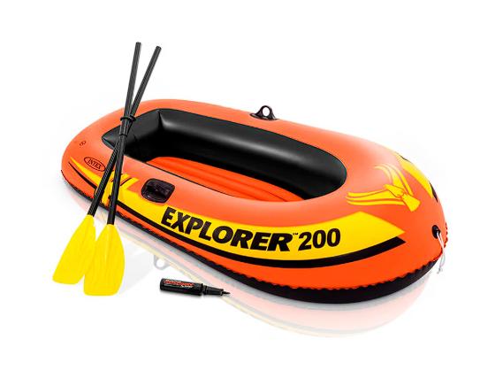 Lancha inflable INTEX Explorer 200 Set color Naranja