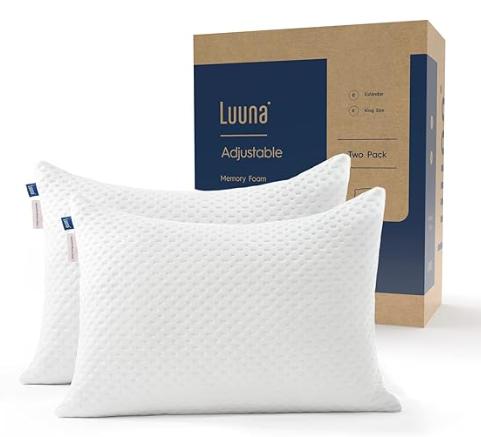 Luuna Almohada 2 Pack Estándar, Almohada Ajustable Firme, Memory Foam Garantizada para tu Descanso