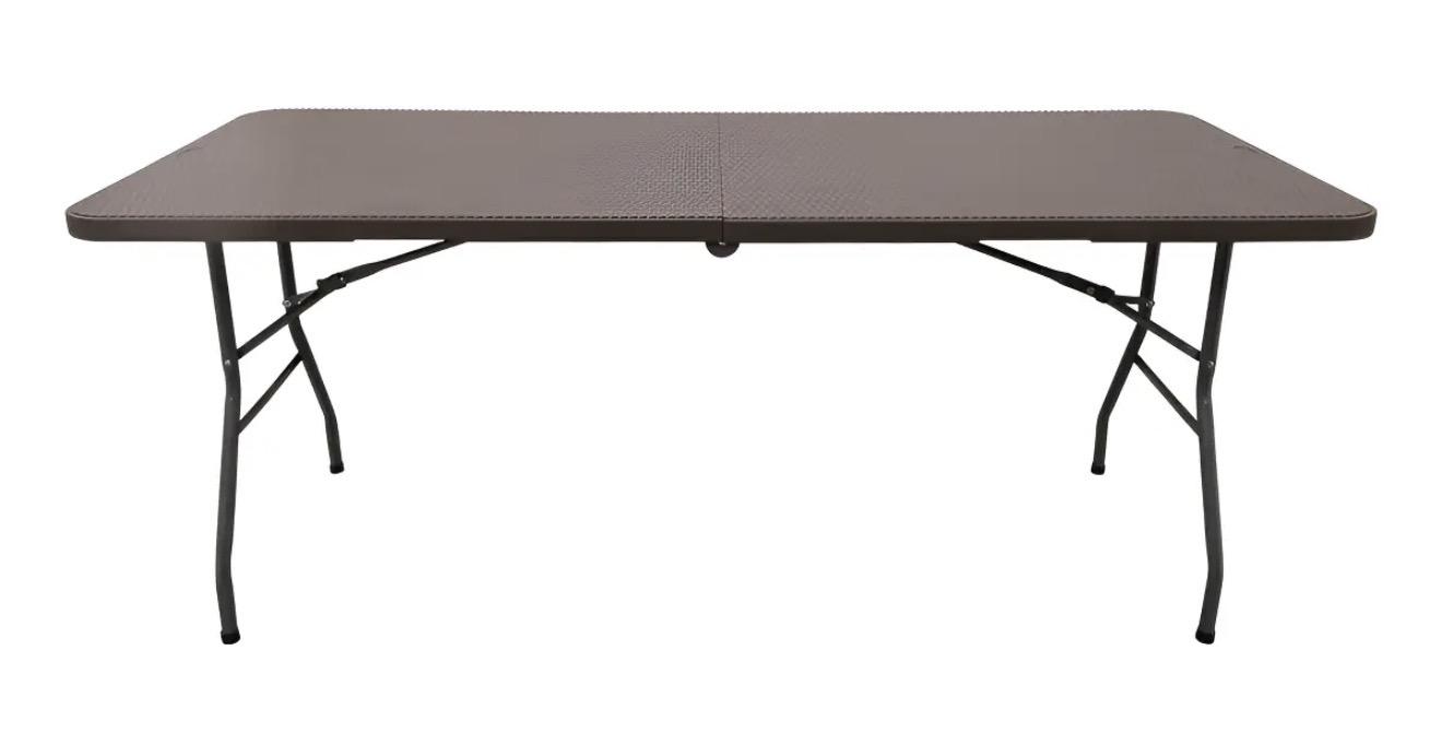 Mesa Plegable Portafolio Tipo Ratan Mimbre 1.80m Resistente Color Marrón