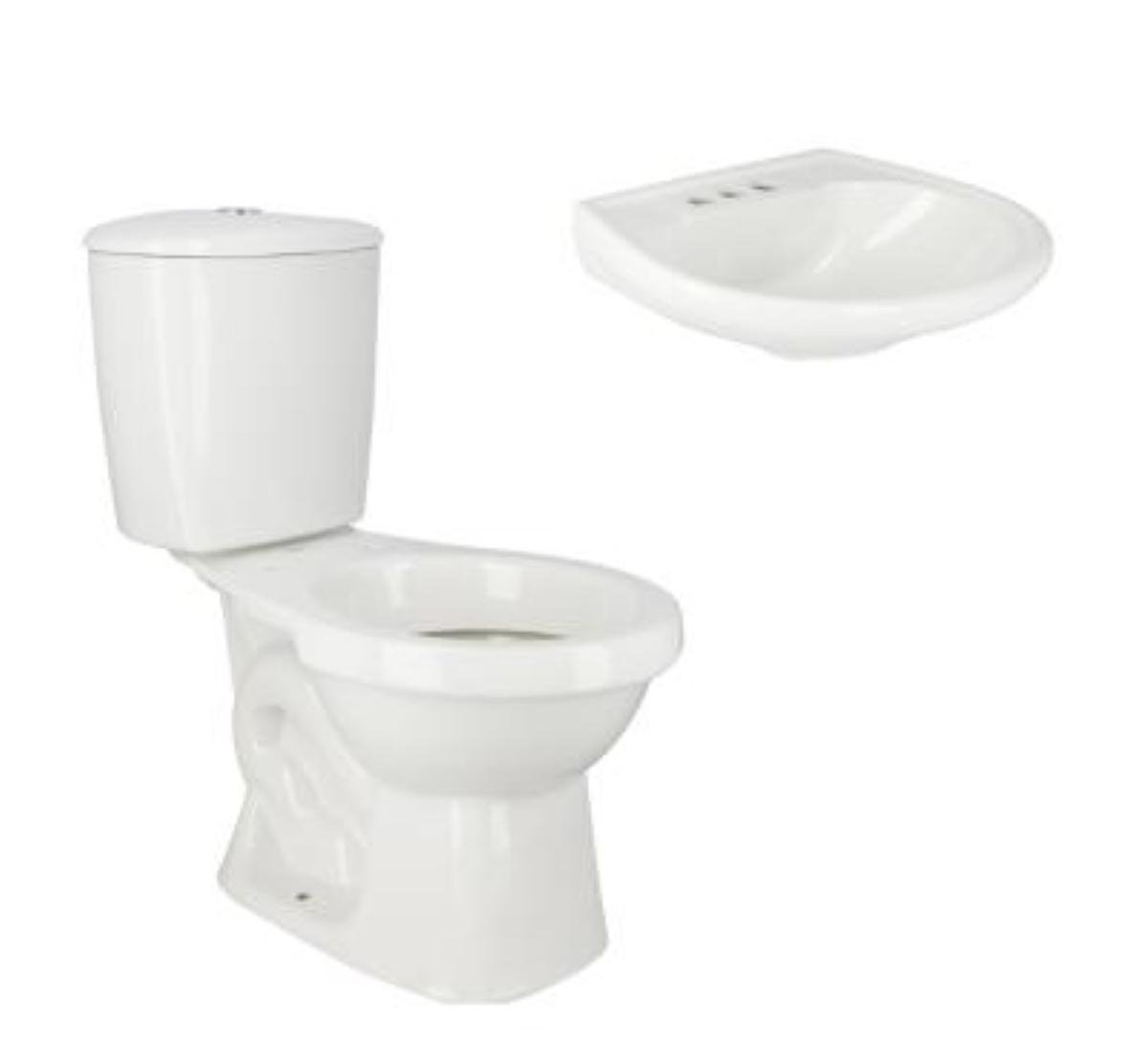 paquete sanitario laguna redondo 4.8 l blanco con lavabo de pared