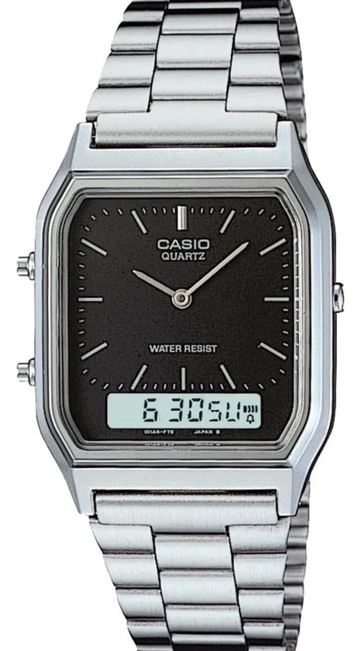 Reloj Casio vintage plateado unisex AQ-230a-1dmq