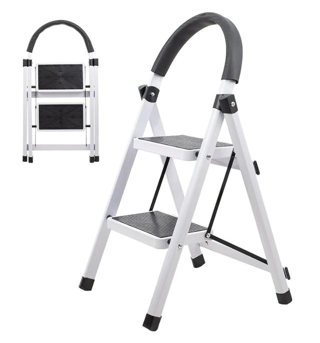 SELECTSHOP Escalera De Tijera Hecha de Acero Inoxidable Escalones Y Patas Antideslizantes