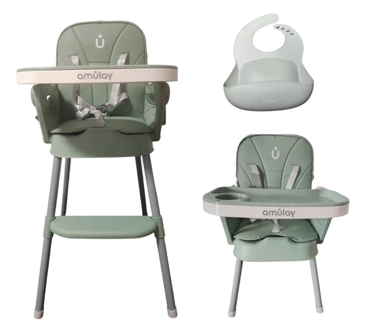 Silla Periquera Para Bebe Alta Plegable Portatil 3 En 1 Color Verde