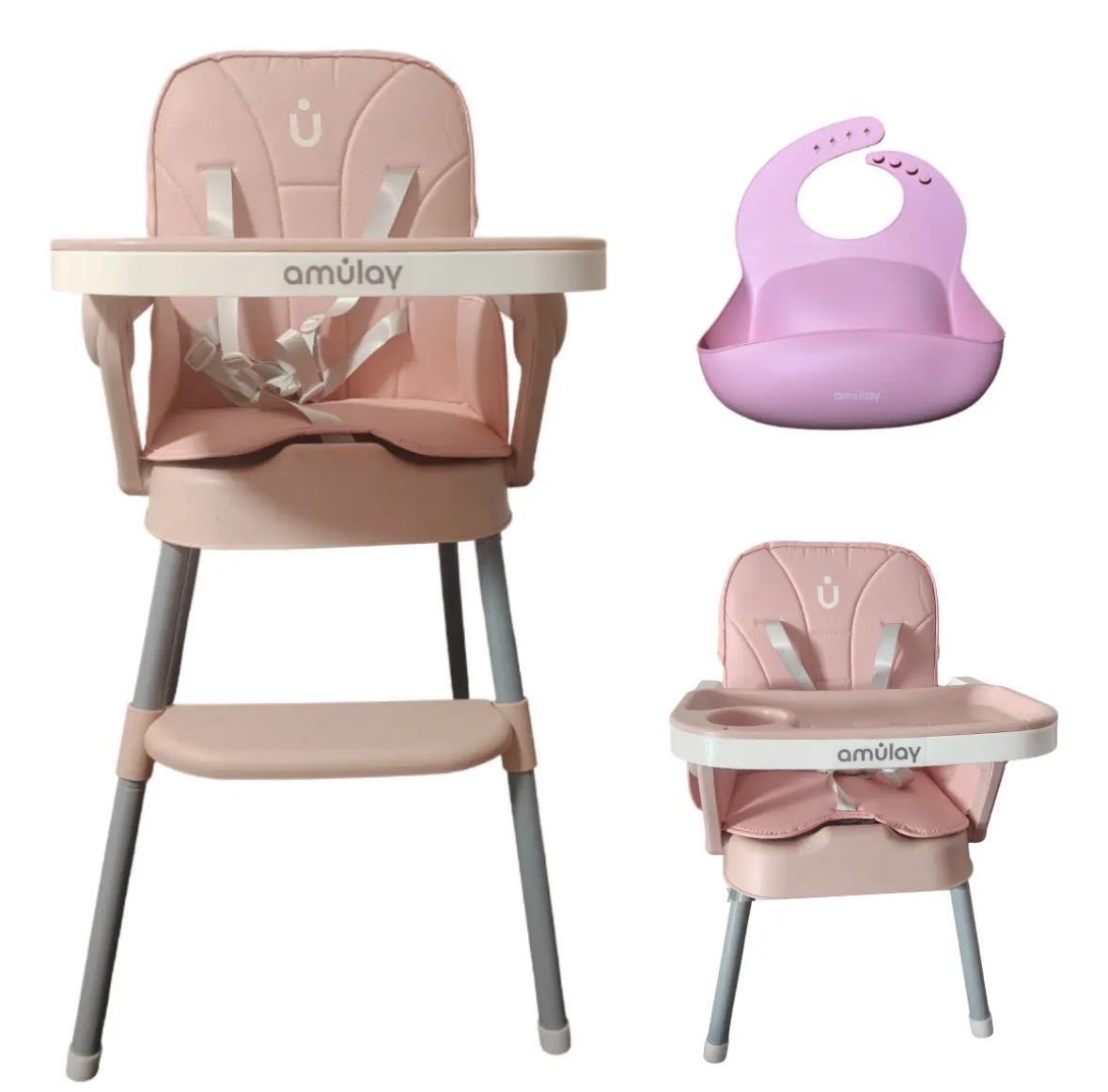 Silla Periquera Para Bebe Alta Plegable Portatil 3 En 1 Color Rosa