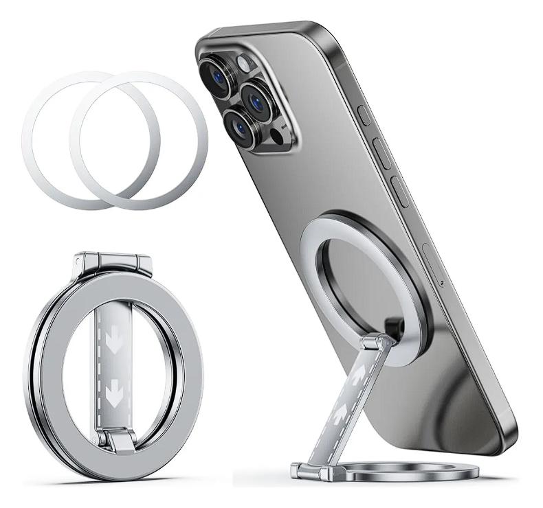 Soporte Magnético Para Teléfono Móvil Con Ventosa Plegable Color Plateado