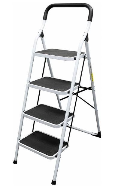Surtek ETT4 Escalera Tubular Plegable Tipo Taburete de Acero de 4 escalones
