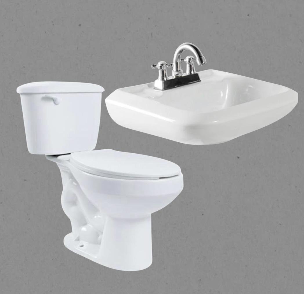Taza Redonda Florencia Gris Pm6334 + Lavabo Génova 4 Pulgadas