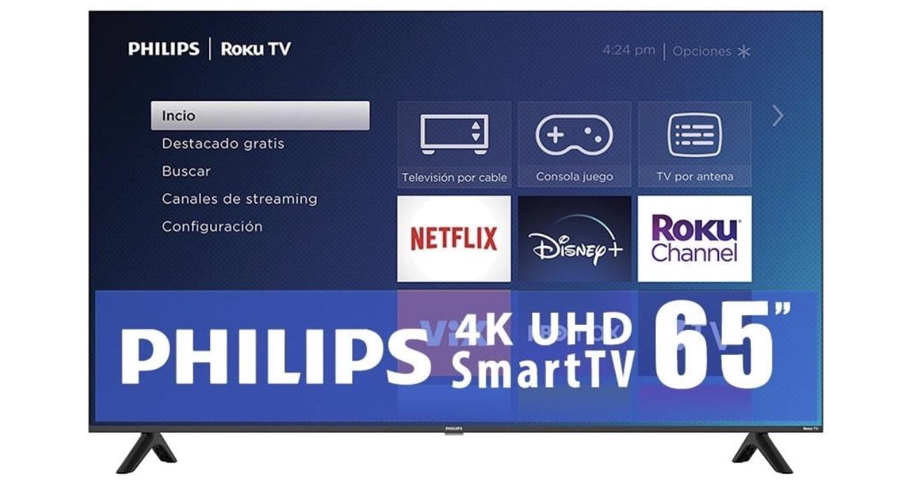TV Philips 65 Pulgadas Roku 4K Ultra HD LED 65PUL6653/F8