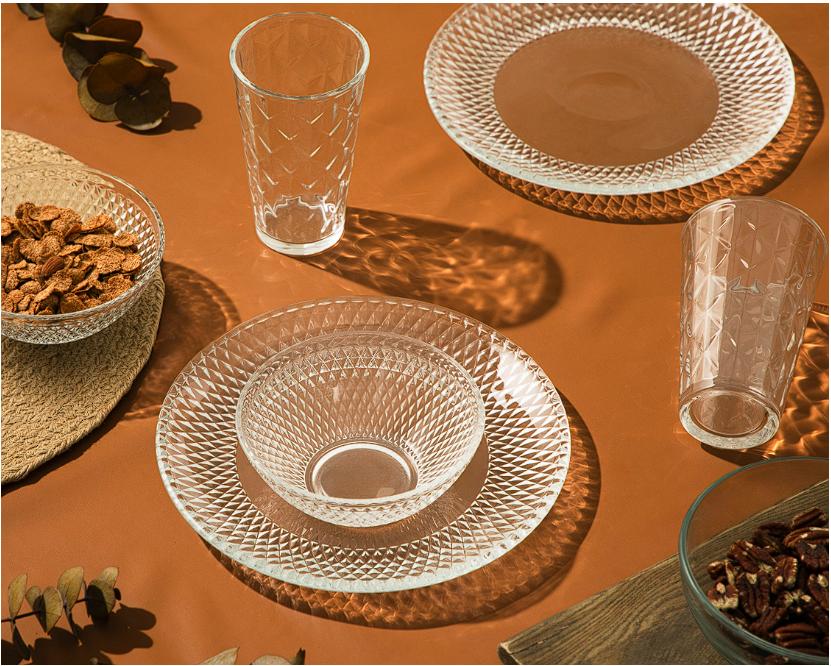 Vajilla de Vidrio Transparente para 4 Personas 12 Piezas