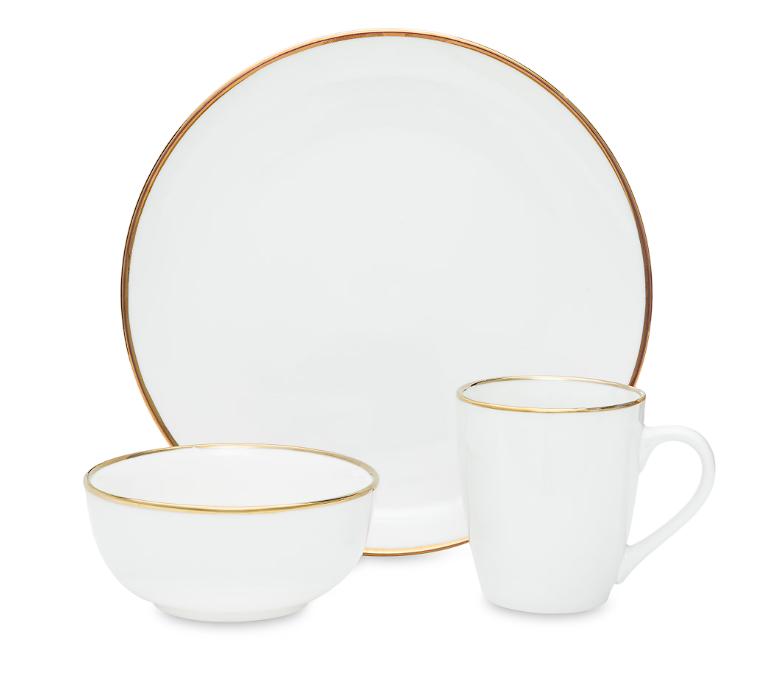 Vajilla de Cerámica Blanca para 4 Personas 12 Piezas