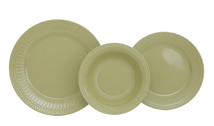 Vajilla de Melamina Verde para 4 Personas 12 Piezas