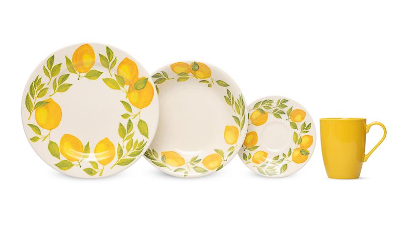 Vajilla de Cerámica Amarilla para 4 Personas 16 Piezas