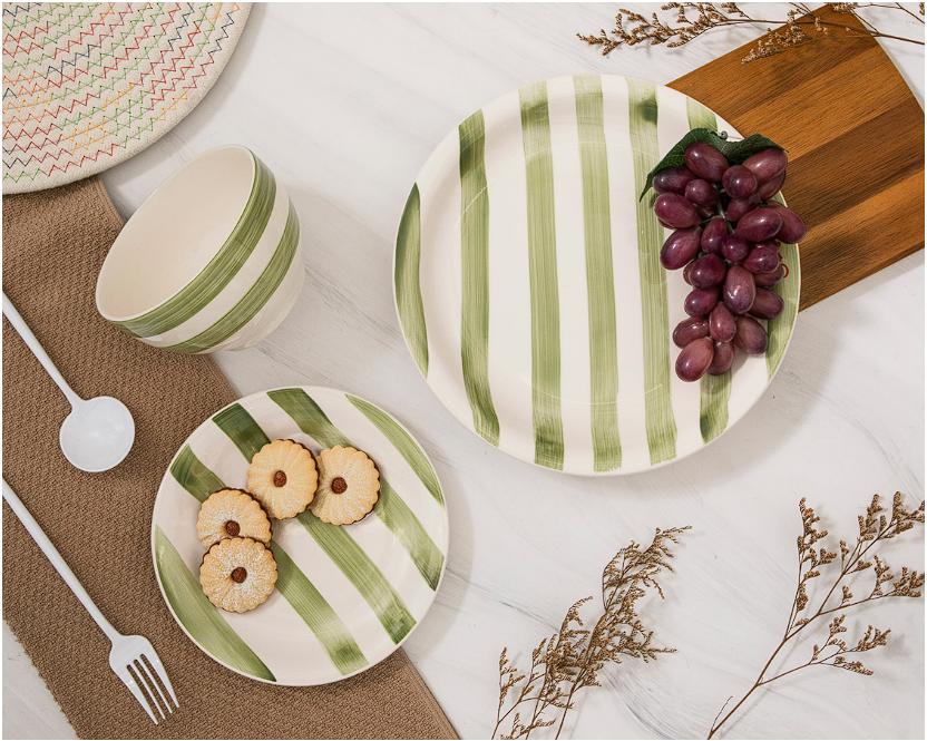 Vajilla de Cerámica Verde para 4 Personas 12 Piezas