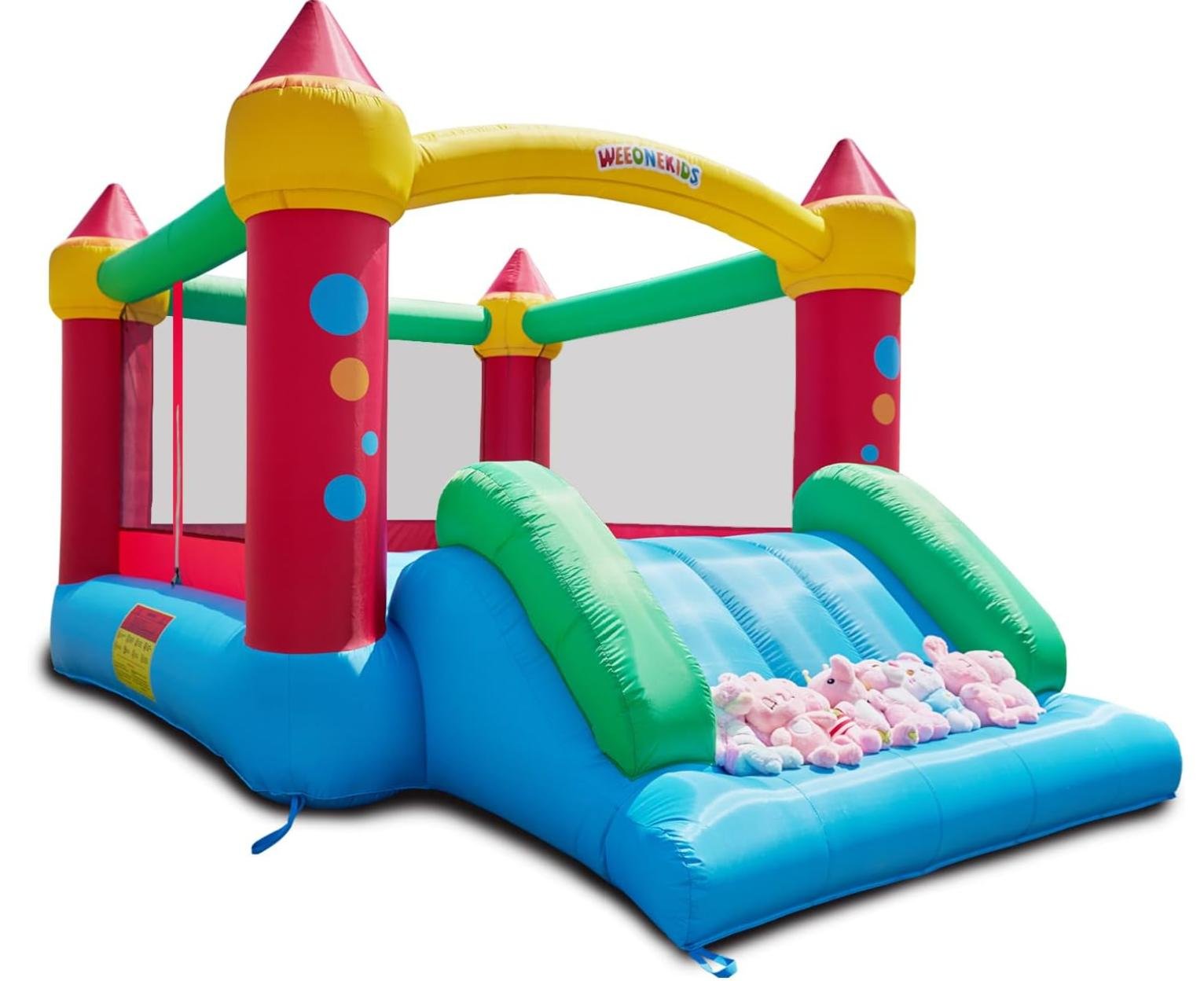 WeeOneKids Air Bounce House, gorila inflable con soplador de aire y tobogán