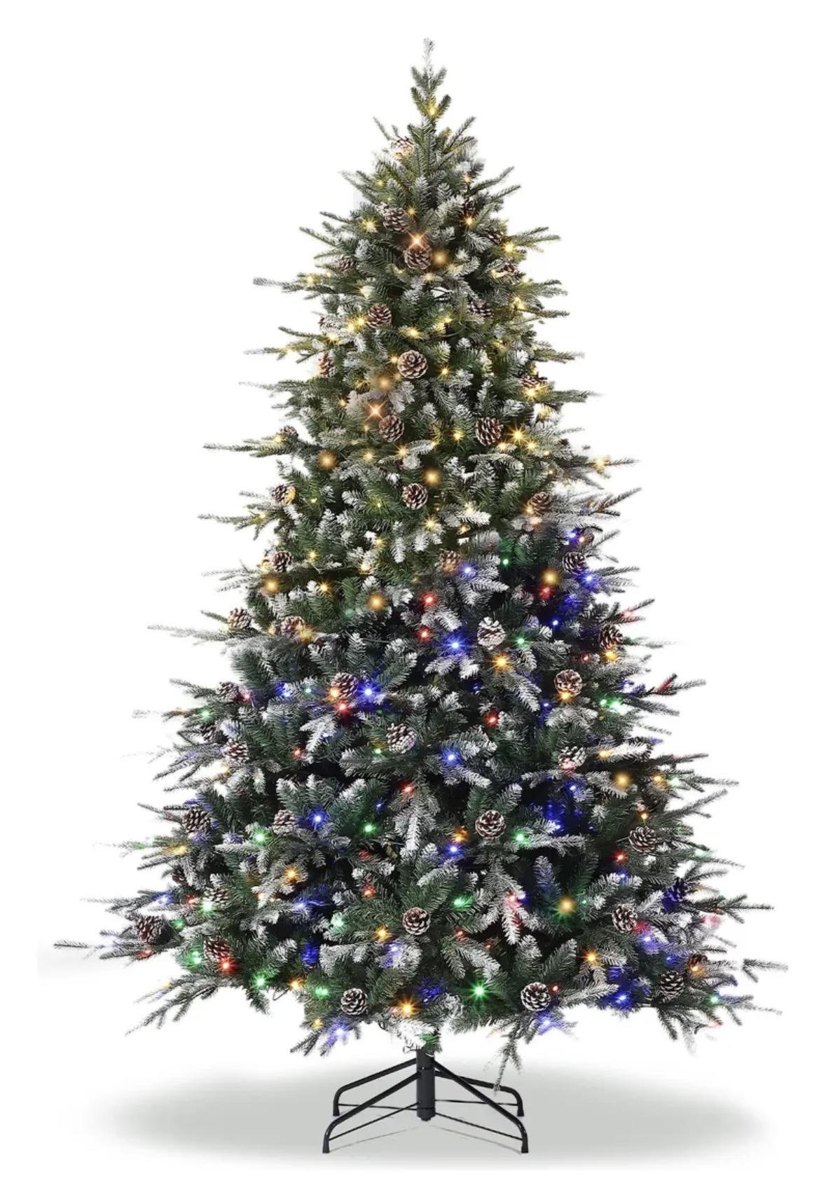 Árbol Navideño Pvc Nevado 450 Luces Led Blanco Cálido 180cm