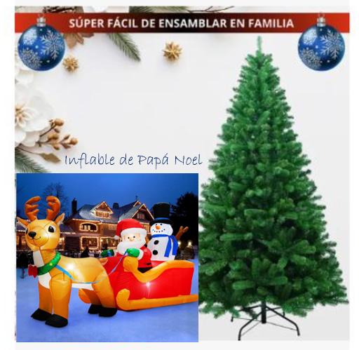 Árbol Pino Navidad Artificial 1.6 Mts + Inflable de Papá Noel 2M